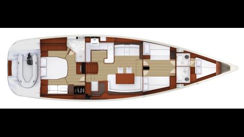 Jeanneau 58: Boat layout 4 cabins, aft owner cabin, 3 showers rooms Jeanneau 58: Boat layout 4 cabins, aft owner cabin, 3 showers rooms