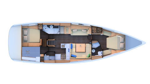 Jeanneau Yacht 51' : Boat layout 2 cabins, 2 showers rooms Jeanneau Yacht 51' : Boat layout 2 cabins, 2 showers rooms