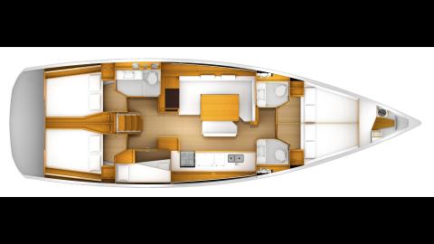 Jeanneau Sun Odyssey 519: Boat layout 5 cabins and 3 showers rooms with 1 skipper cabin Jeanneau Sun Odyssey 519: Boat layout 5 cabins and 3 showers rooms with 1 skipper cabin
