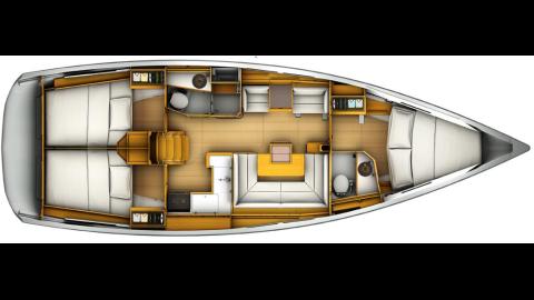 Jeanneau Sun Odyssey 419: Boat layout 3 cabins, 2 showers rooms Jeanneau Sun Odyssey 419: Boat layout 3 cabins, 2 showers rooms
