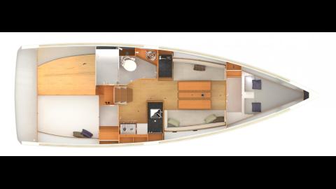 Sun Odyssey 349: Boat layout 2 cabins Sun Odyssey 349: Boat layout 2 cabins