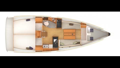 Sun Odyssey 349: Boat layout 3 cabins Sun Odyssey 349: Boat layout 3 cabins