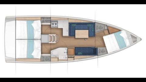 Sun Odyssey 380 : 3-cabin layout one shower room Sun Odyssey 380 : 3-cabin layout one shower room
