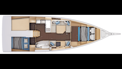 Sun Odyssey 415 : 3-cabin version, 1 bathroom Sun Odyssey 415 : 3-cabin version, 1 bathroom