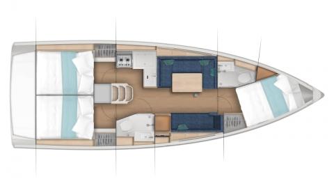 Sun Odyssey 380 : 3-cabin layout two showers rooms Sun Odyssey 380 : 3-cabin layout two showers rooms