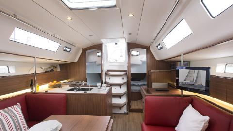 J-Boats - J-Composites J 122 E: saloon general view from the forward cabin J-Boats - J-Composites J 122 E: saloon general view from the forward cabin