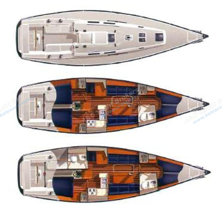 J-Boats - J-Composites J 122 E : plan de pont et plans d'aménagement