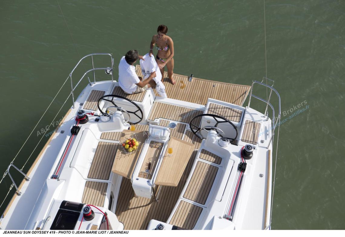 Jeanneau Sun Odyssey 419 : Cockpit seen from the mast