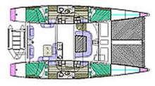 Boat layout - Edel Catamarans Helios 42, Used (2004) - Martinique (Ref 63)