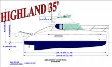 Boat layout - Trawler Catamarans Highland 35, Used (2006) - Guadeloupe (Ref 338)