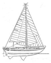 Sail layout - Aluminium&Technique  Trismus 37, Used (1977) - Martinique (Ref 422)