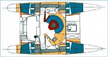 Boat layout - Fountaine Pajot Athena 38, Used (2002) - Guadeloupe (Ref 207)