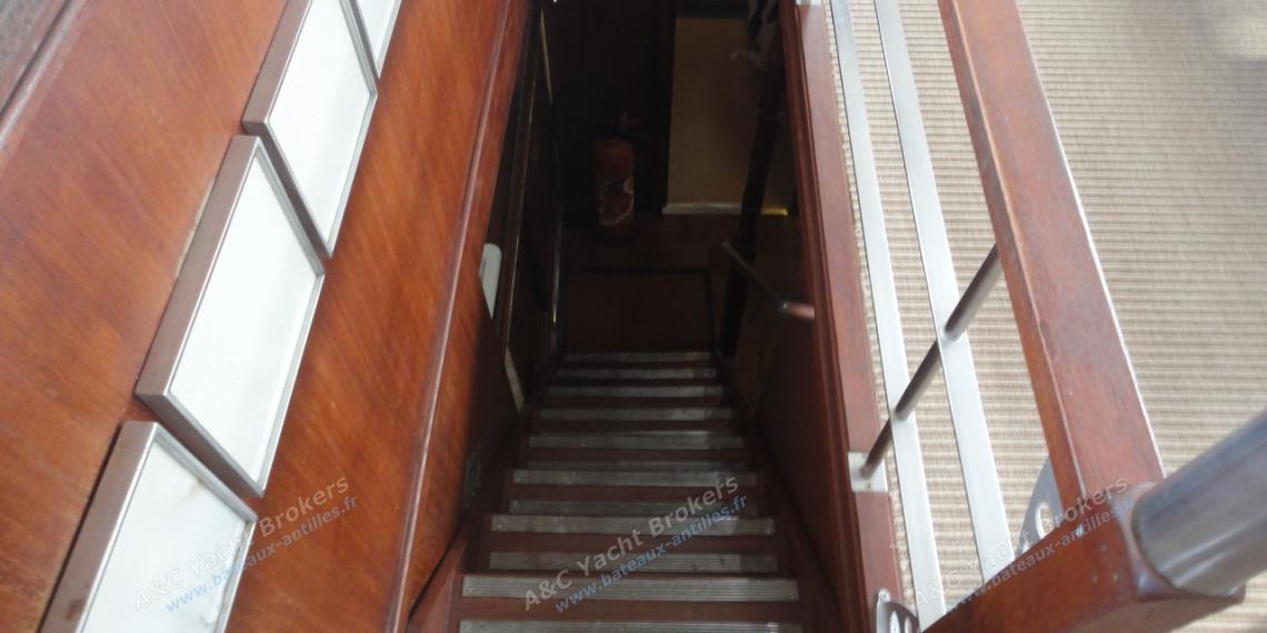 Cheoy Lee Europa 53’ : Stairs from the saloon Cheoy Lee Europa 53’ : Stairs from the saloon