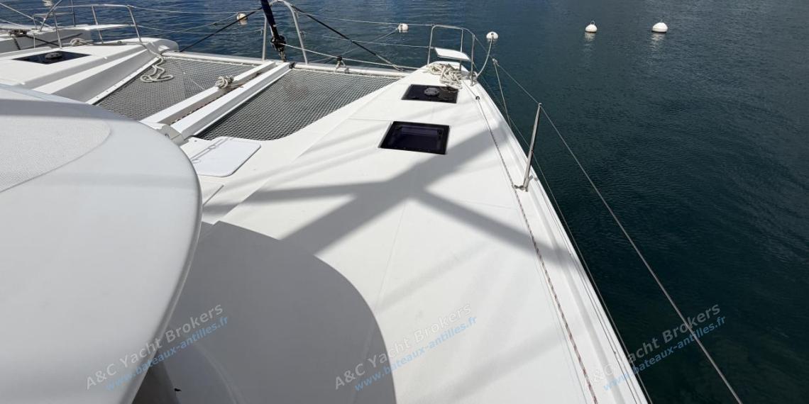 CNB Lagoon 50 : Trampolines seen from the starboard companionway CNB Lagoon 50 : Trampolines seen from the starboard companionway